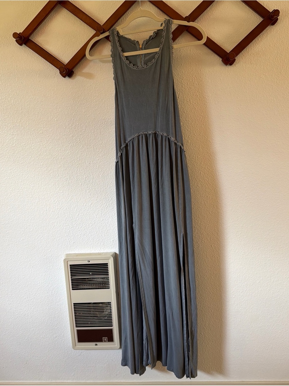 POL Sleeveless Steel Gray Maxi Dress with Gathered Waist